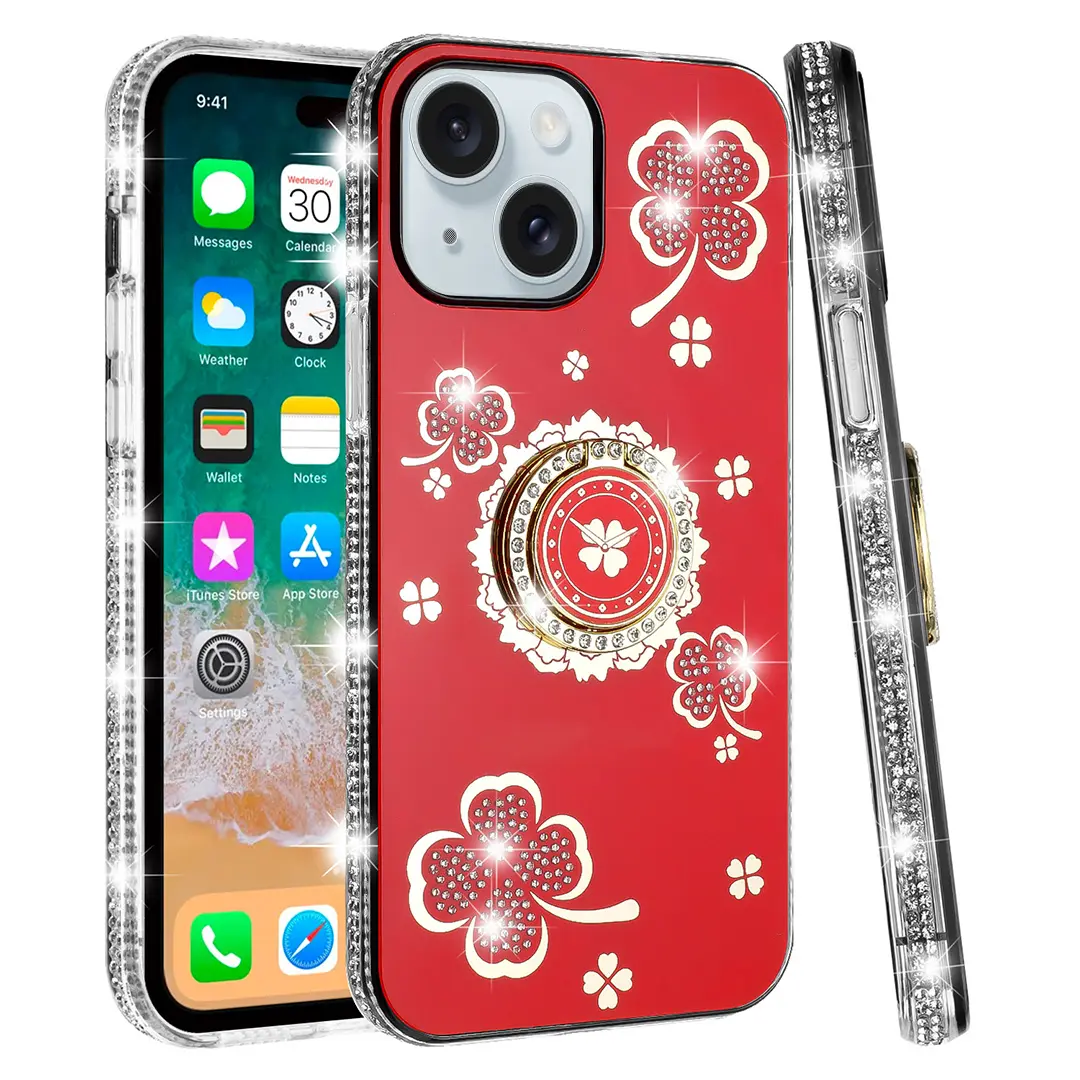 iPhone 15/iPhone 14/iPhone 13 Bling Diamond Lucky Case Red